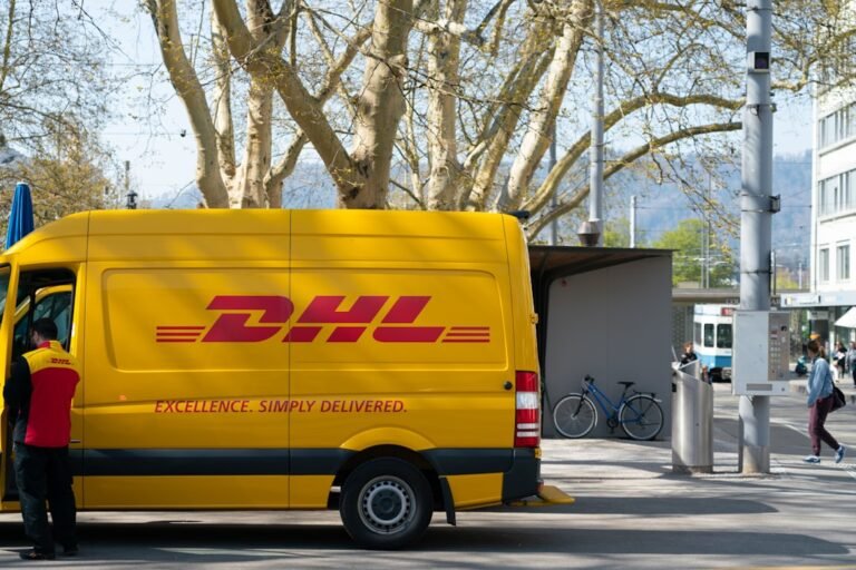 DHL courier supporting international express delivery