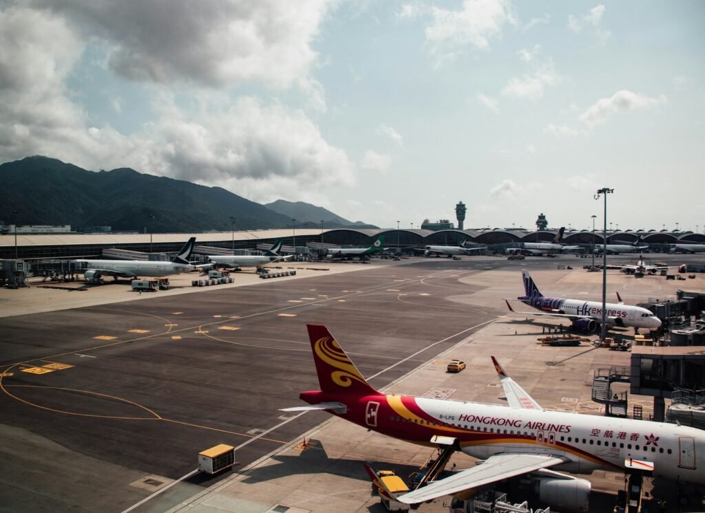 Hong Kong International Airport serving worldwide air freight routes