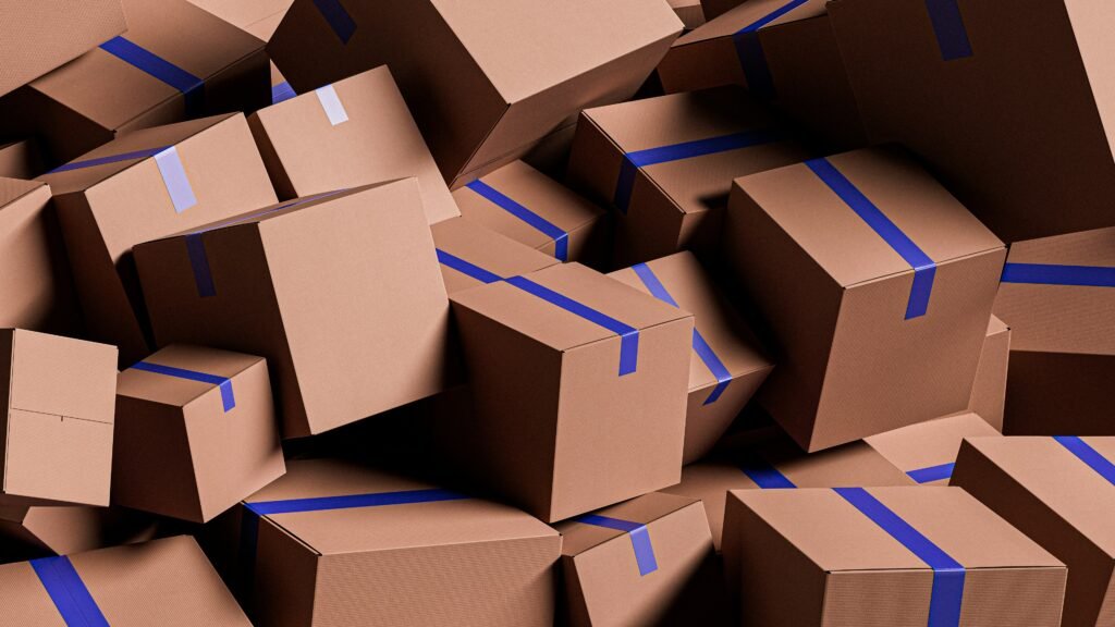 International express parcels prepared for worldwide dispatch from China with DHL, UPS and FedEx courier options