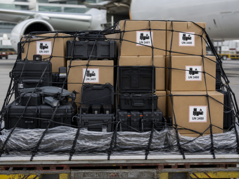 Battery cargo prepared for compliant international shipping from China