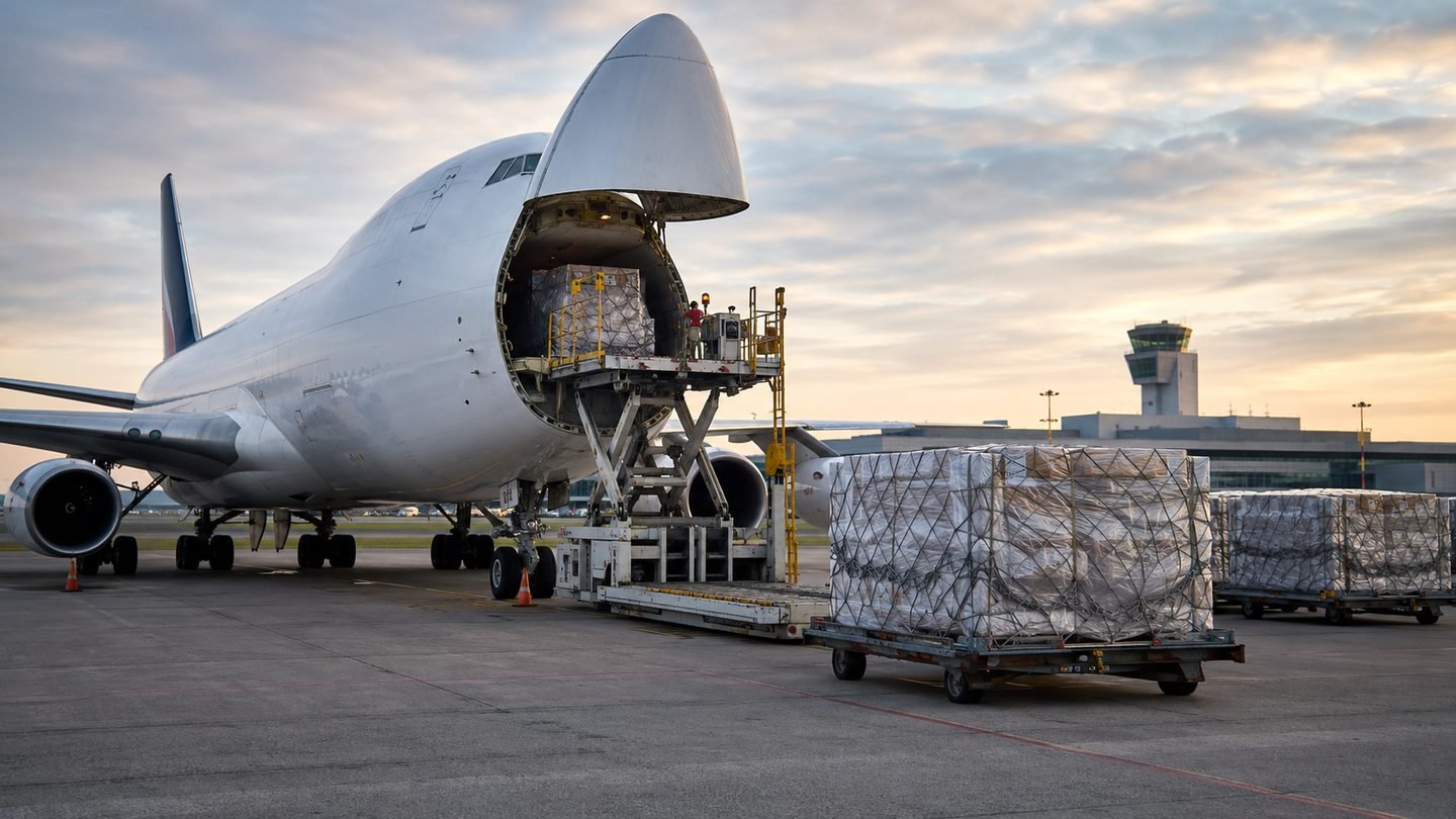 Cargo aircraft handling for air freight to Warsaw WAW, Poland